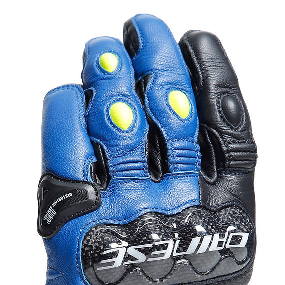 DAINESE CARBON 4 SHORT LEATHER GLOVES - RACING-BLUE / BLACK / FLUO-YELLOW