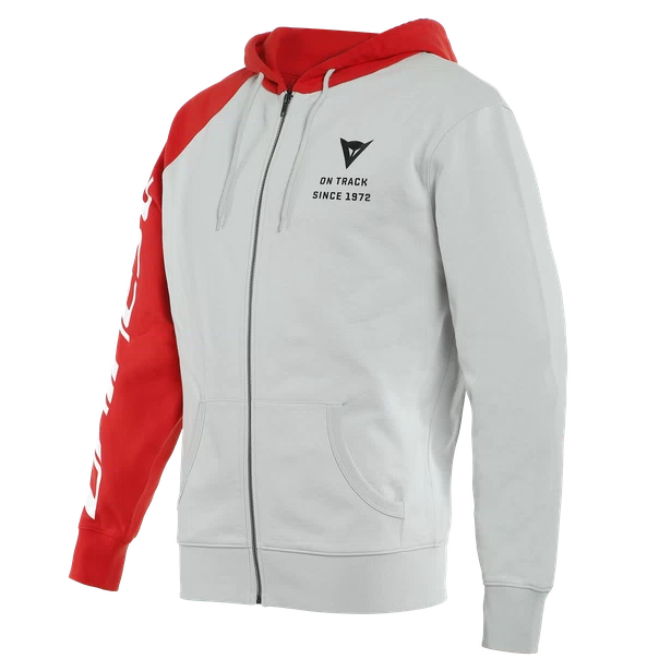 DAINESE PADDOCK FULL-ZIP HOODIE GLACIER-GRAY/LAVA-RED/BLACK