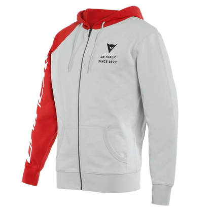 DAINESE PADDOCK FULL-ZIP HOODIE GLACIER-GRAY/LAVA-RED/BLACK