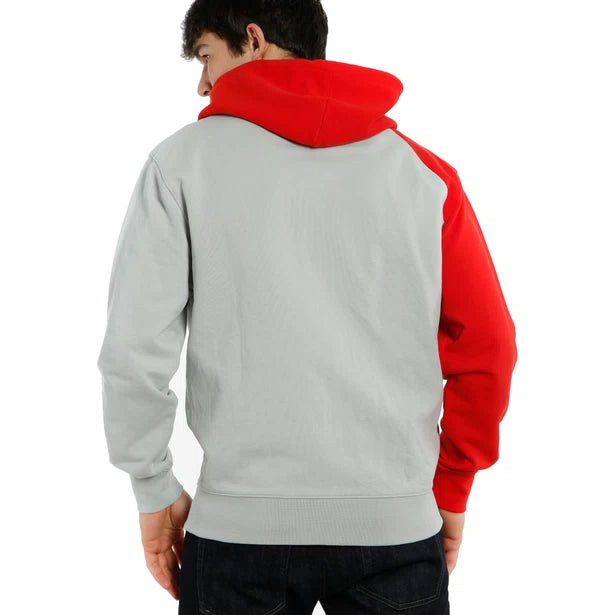 DAINESE PADDOCK FULL-ZIP HOODIE GLACIER-GRAY/LAVA-RED/BLACK