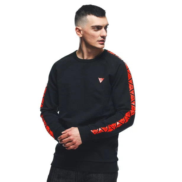 DAINESE SWEATER STRIPES -BLACK/RED-FLUO