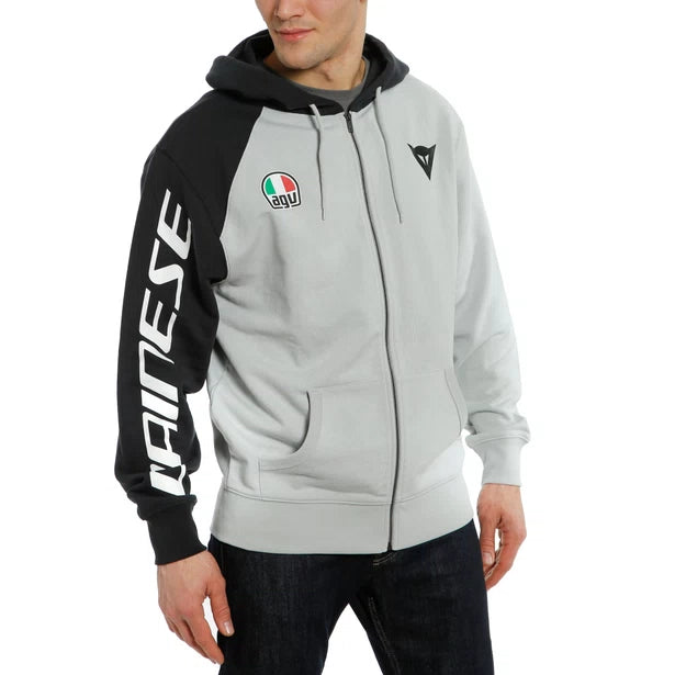 DAINESE RACING SERVICE FULL-ZIP HOODIE - GLACIER-GRAY/BLACK