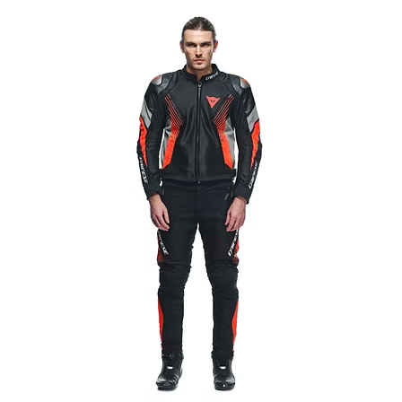DAINESE DRAKE 2 AIR ABSOLUTESHELL PANTS BLACK RED FLUO