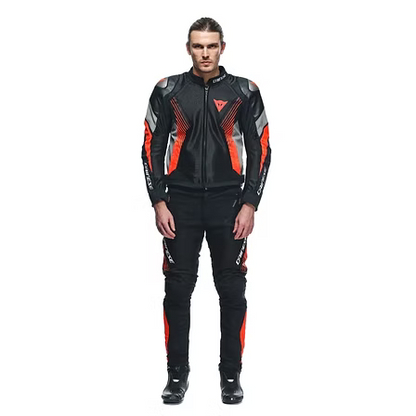 DAINESE DRAKE 2 AIR ABSOLUTESHELL PANTS BLACK RED FLUO