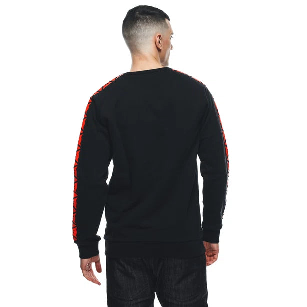 DAINESE SWEATER STRIPES -BLACK/RED-FLUO