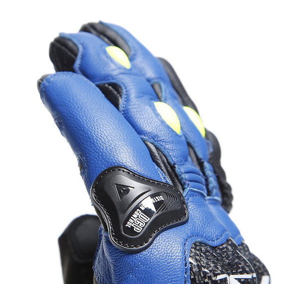 DAINESE CARBON 4 SHORT LEATHER GLOVES - RACING-BLUE / BLACK / FLUO-YELLOW