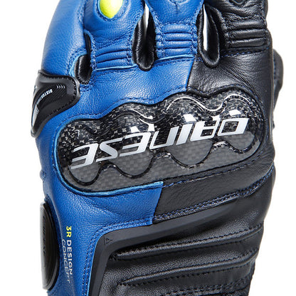 DAINESE CARBON 4 SHORT LEATHER GLOVES - RACING-BLUE / BLACK / FLUO-YELLOW