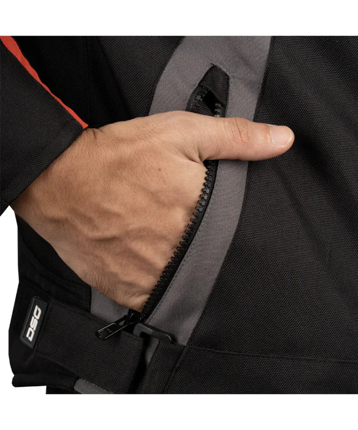 DSG APEX V2 RIDING JACKET BLACK GREY RACING RED