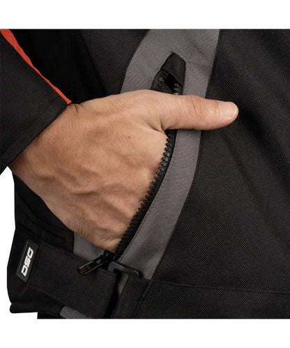 DSG APEX V2 RIDING JACKET BLACK GREY RACING RED