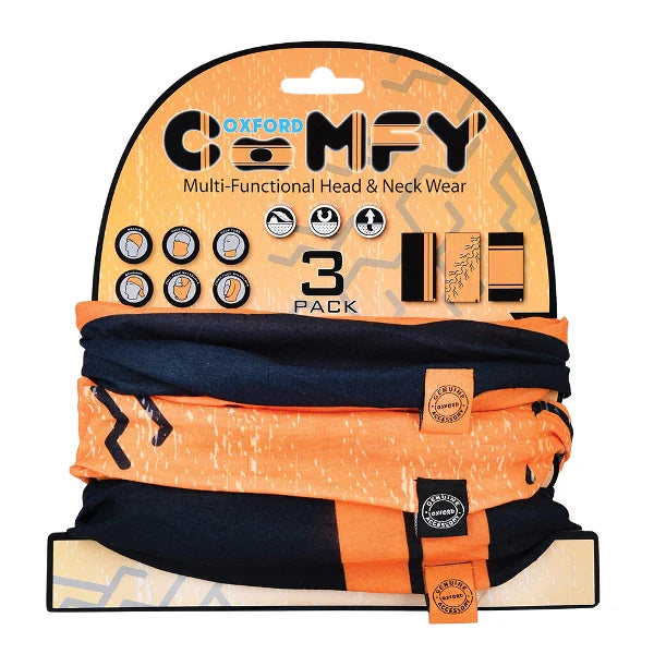 OXFORD COMFY HD COLORS 3-PACK – MULTI-FUNCTIONAL NECK WEAR FOR OUTDOOR ACTIVITIES