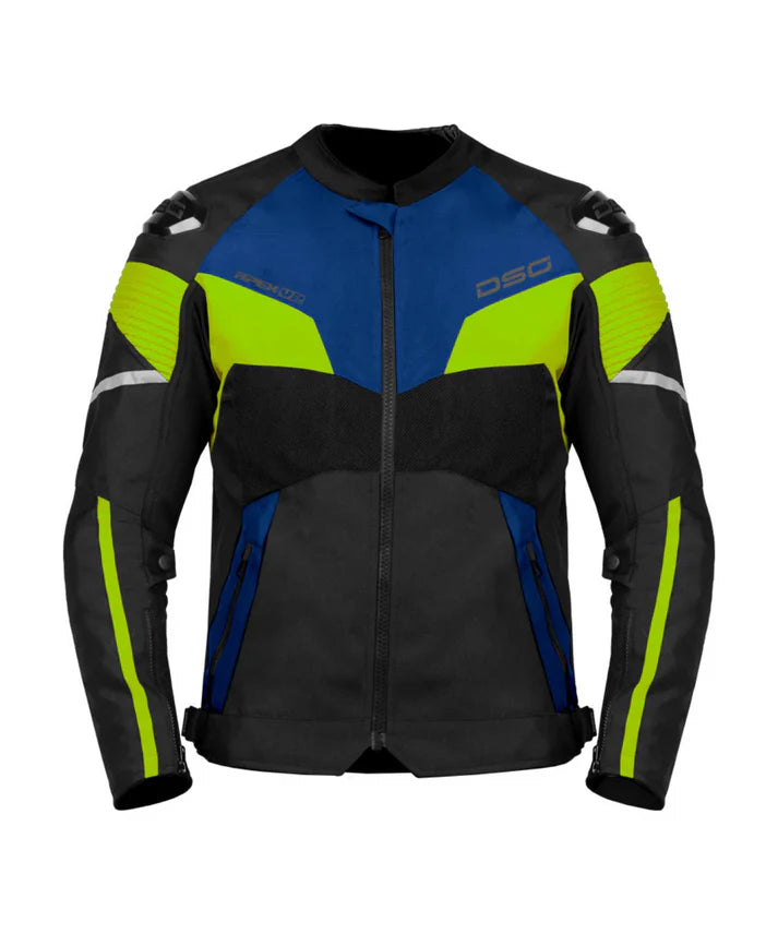DSG APEX V2 RIDING JACKET BLACK BLUE YELLOW FLUO