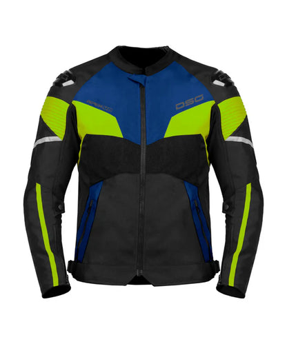 DSG APEX V2 RIDING JACKET BLACK BLUE YELLOW FLUO