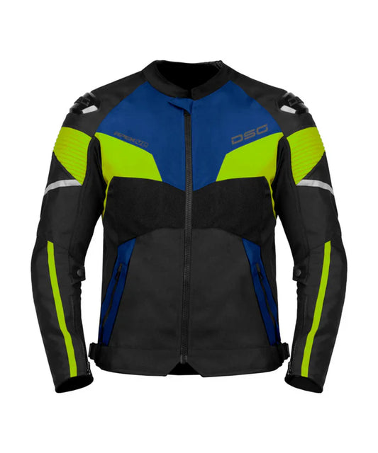 DSG APEX V2 RIDING JACKET BLACK BLUE YELLOW FLUO