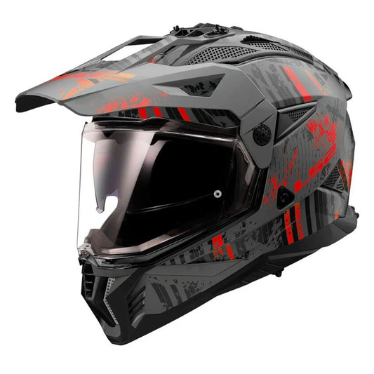 LS2 MX436 PIONEER II CRAZY MATT BLACK RED