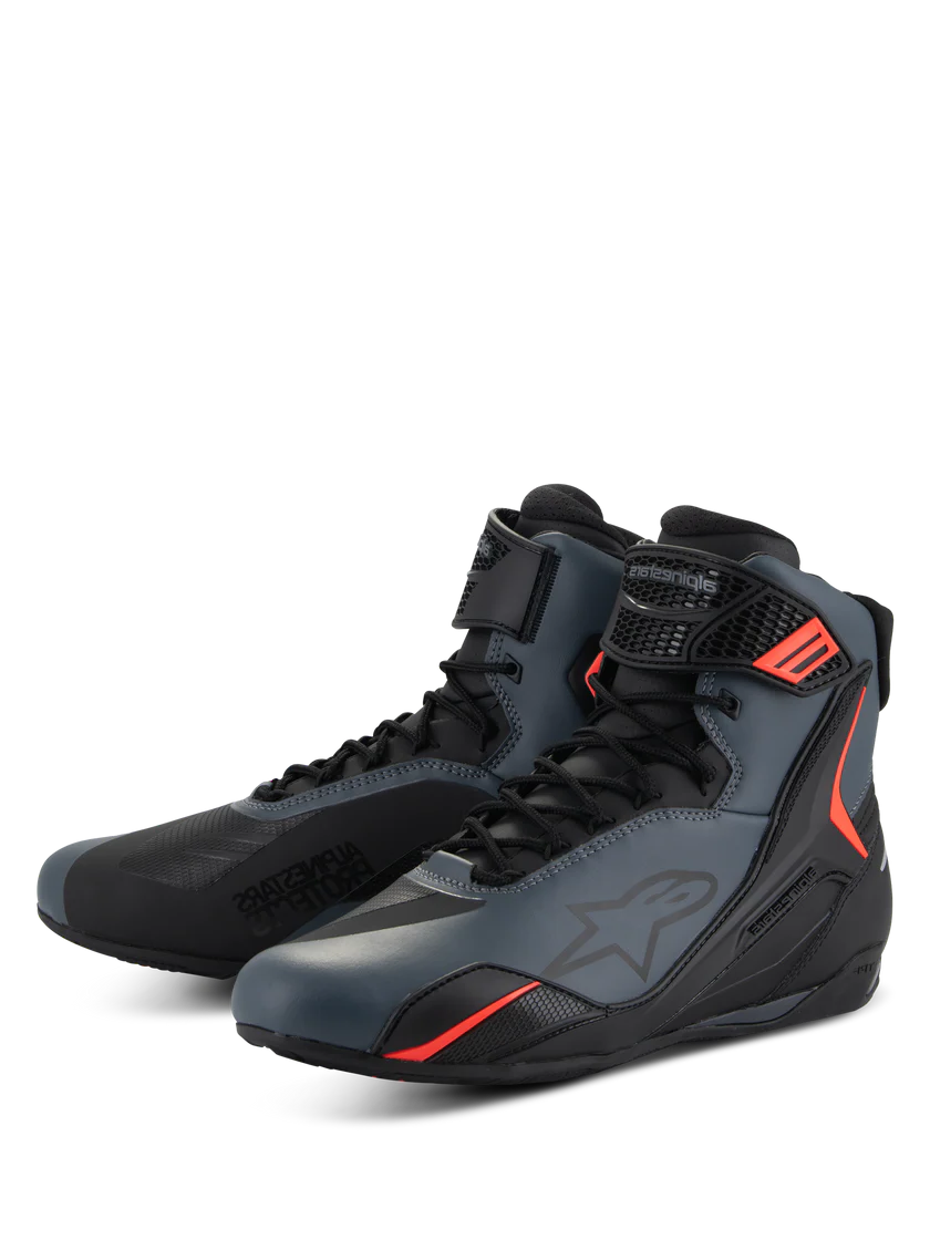 ALPINESTARS FASTER 4 MOTORCYCLE SHOES BLACK/GRAY/RED FLUO