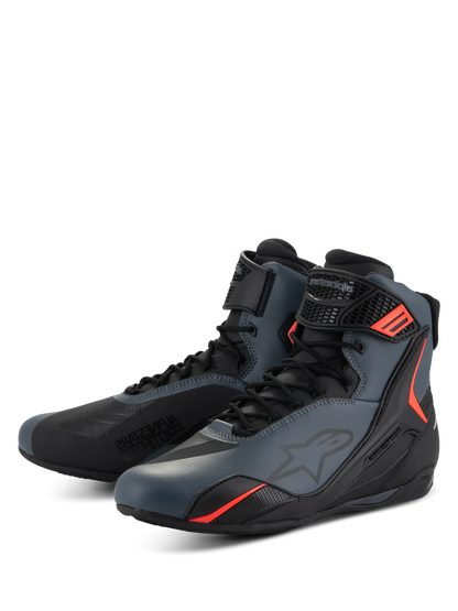 ALPINESTARS FASTER 4 MOTORCYCLE SHOES BLACK/GRAY/RED FLUO