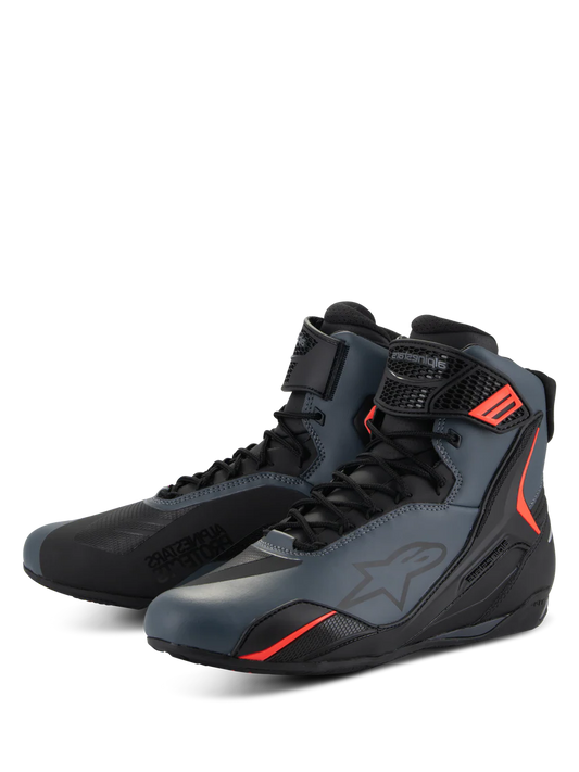 ALPINESTARS FASTER 4 MOTORCYCLE SHOES BLACK/GRAY/RED FLUO
