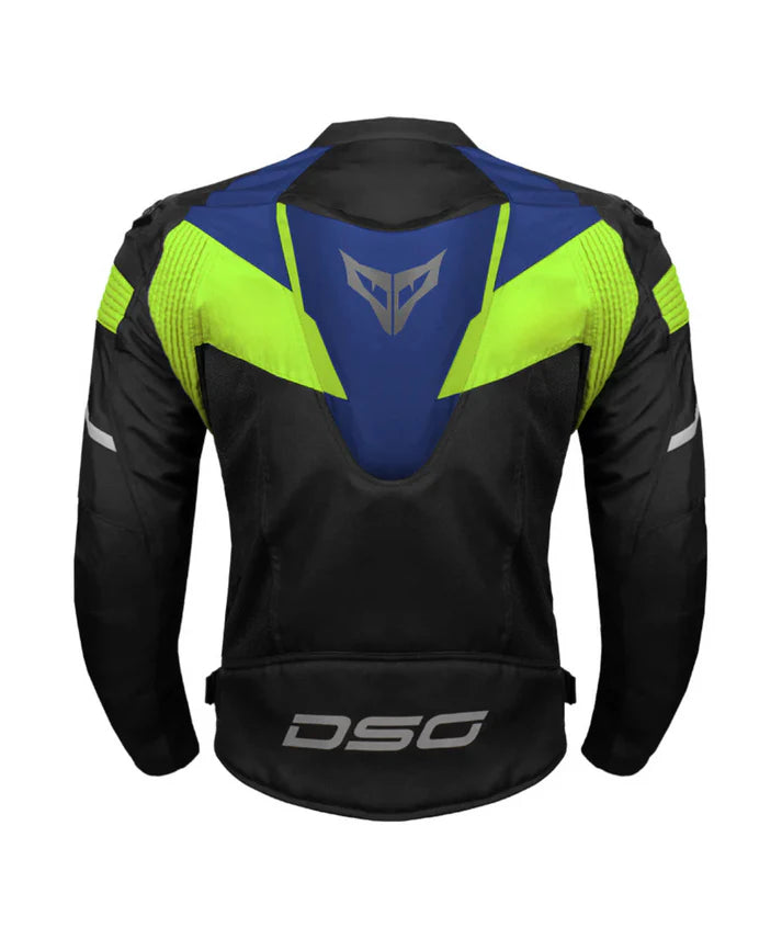 DSG APEX V2 RIDING JACKET BLACK BLUE YELLOW FLUO