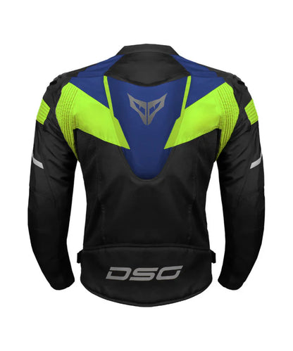 DSG APEX V2 RIDING JACKET BLACK BLUE YELLOW FLUO