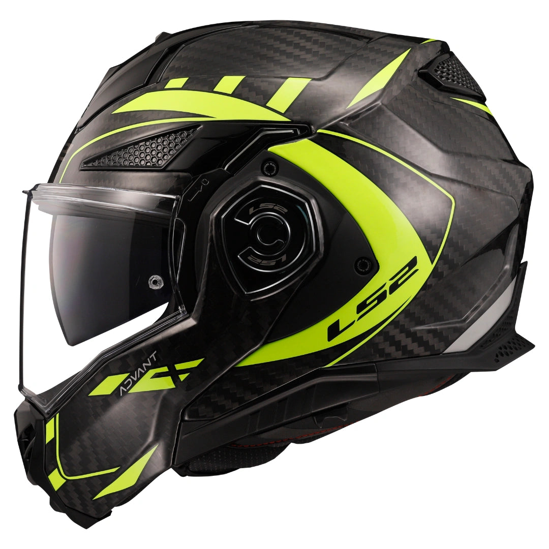 LS2 FF901 ADVANT X CARBON MODULAR HELMET- FUTURE HI-VIS YELLOW