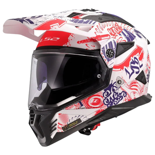 LS2 MX436 PIONEER II FANTASY MATT WHITE RED BLUE