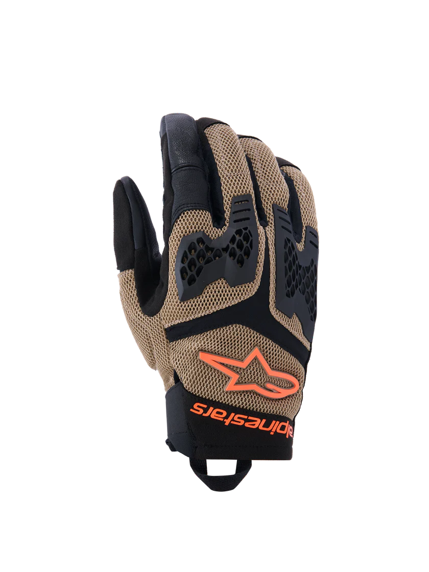 ALPINESTARS MANTI AIR GLOVES- DARK KHAKI/BLACK/ORANGE FLUO