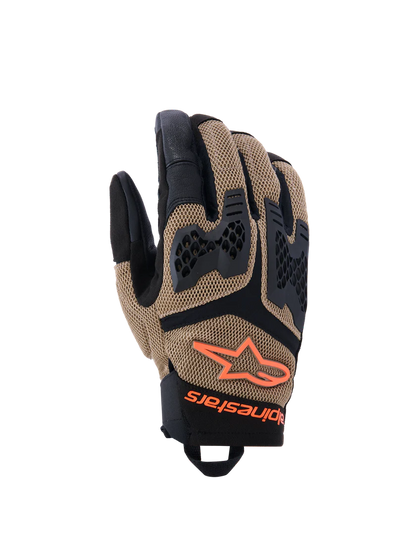 ALPINESTARS MANTI AIR GLOVES- DARK KHAKI/BLACK/ORANGE FLUO