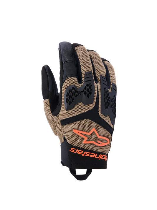 ALPINESTARS MANTI AIR GLOVES- DARK KHAKI/BLACK/ORANGE FLUO
