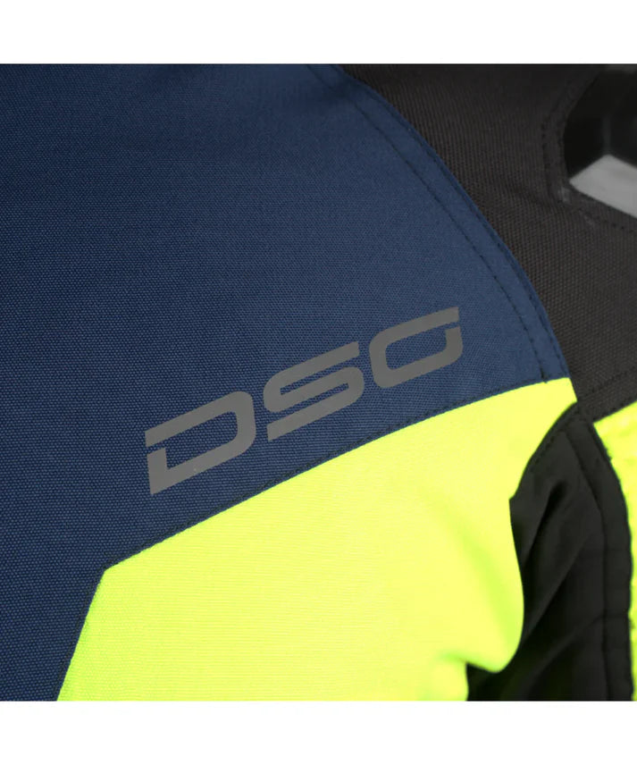DSG APEX V2 RIDING JACKET BLACK BLUE YELLOW FLUO
