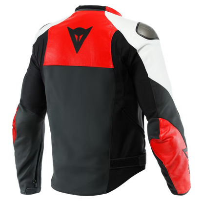 DAINESE SPORTIVA LEATHER JACKET BLACK-MATT/LAVA-RED/WHITE