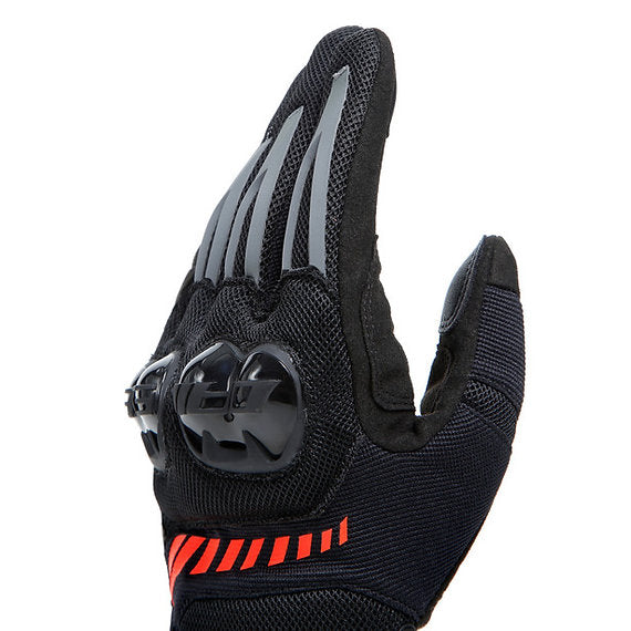 DAINESE MIG 3 AIR TEX GLOVES - BLACK/RED-FLUO