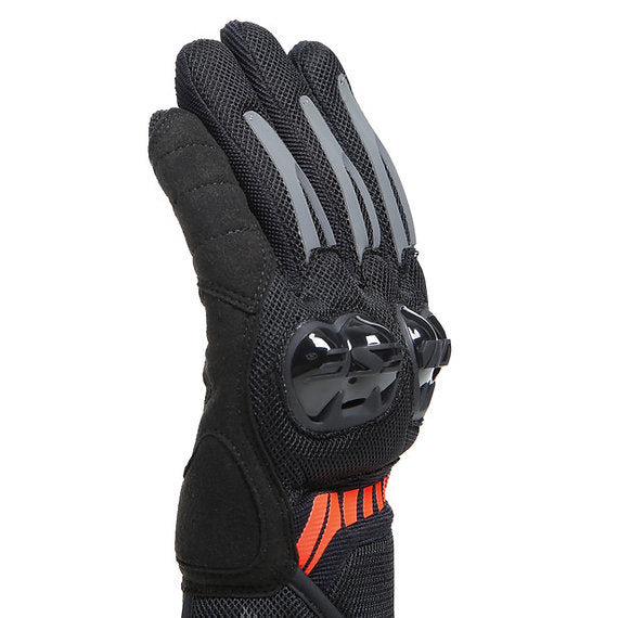 DAINESE MIG 3 AIR TEX GLOVES - BLACK/RED-FLUO