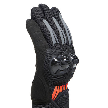 DAINESE MIG 3 AIR TEX GLOVES - BLACK/RED-FLUO