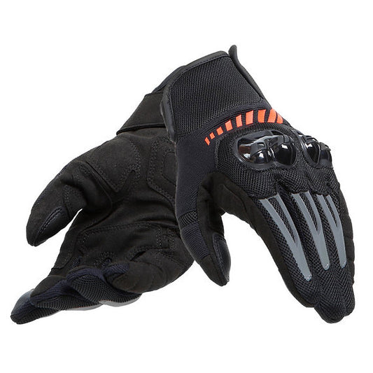 DAINESE MIG 3 AIR TEX GLOVES - BLACK/RED-FLUO