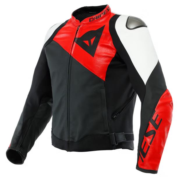 DAINESE SPORTIVA LEATHER JACKET BLACK-MATT/LAVA-RED/WHITE