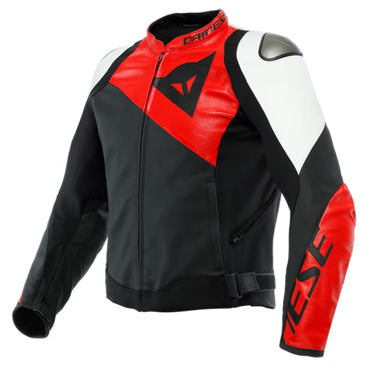 DAINESE SPORTIVA LEATHER JACKET BLACK-MATT/LAVA-RED/WHITE