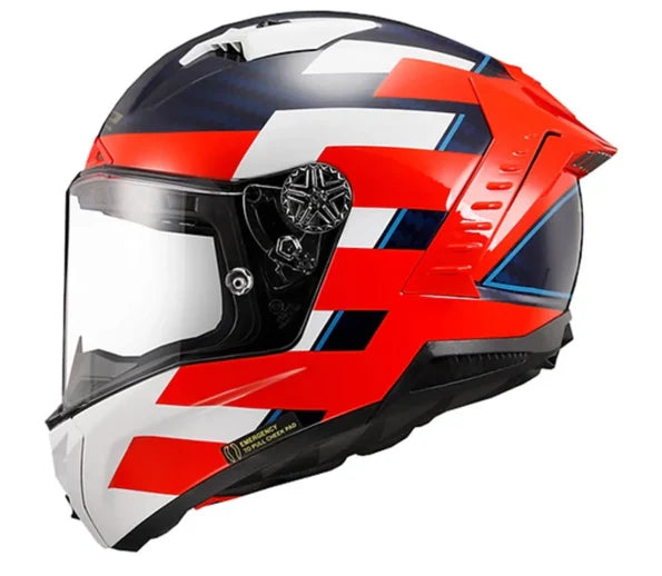 LS2 FF805 THUNDER CARBON GP ALLIANCE GLOSS RED BLUE WHITE (FIM Certified)