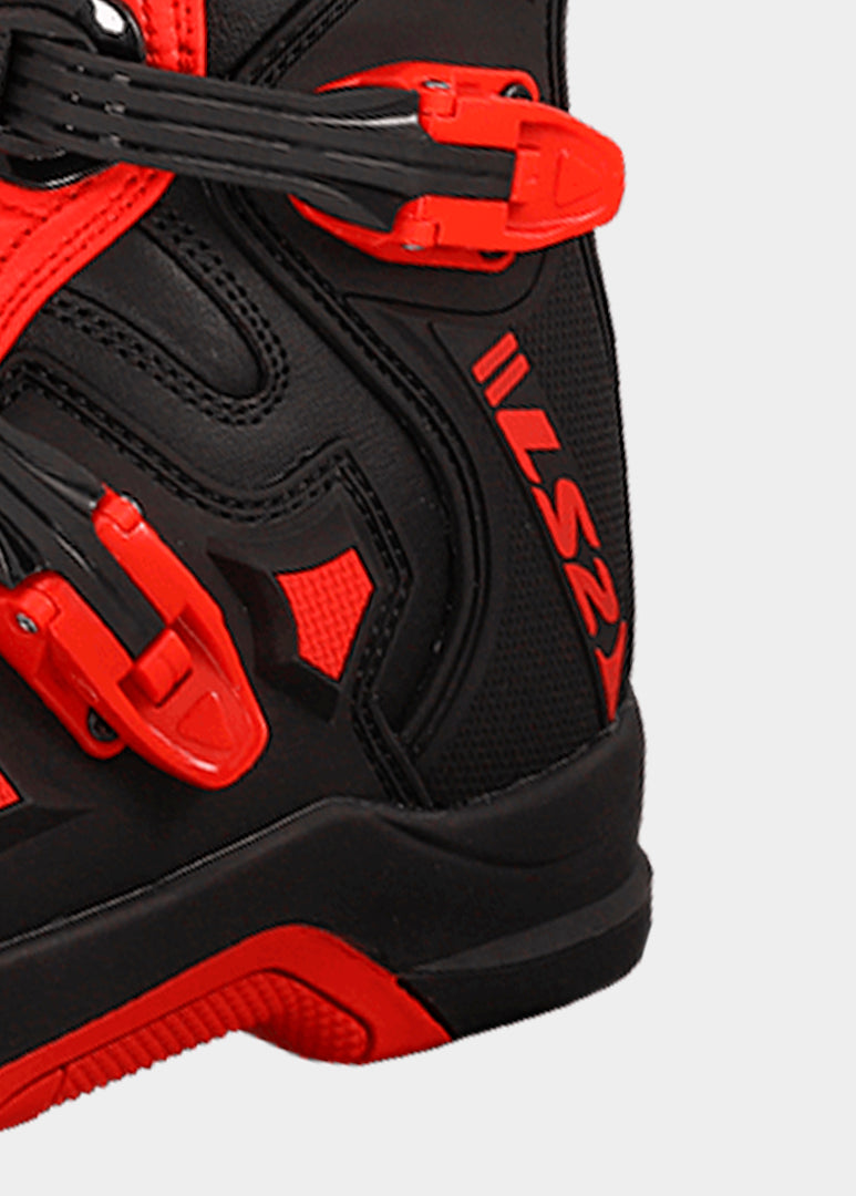 LS2 RAPTOR MOTORCYCLE BOOTS BLACK/ RED