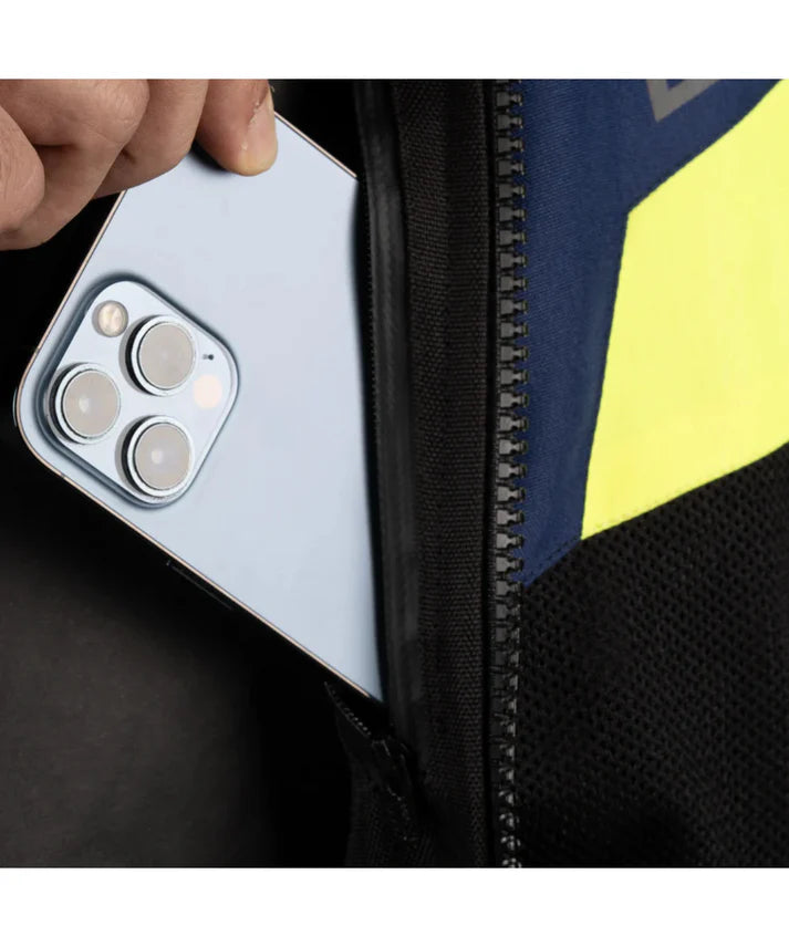 DSG APEX V2 RIDING JACKET BLACK BLUE YELLOW FLUO