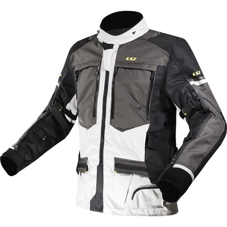 LS2 NORWAY WATERPROOF TOURING JACKET- BLACK WHITE FLUO YELLOW