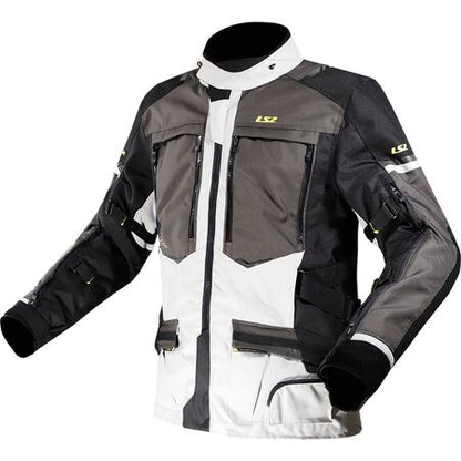 LS2 NORWAY WATERPROOF TOURING JACKET- BLACK WHITE FLUO YELLOW