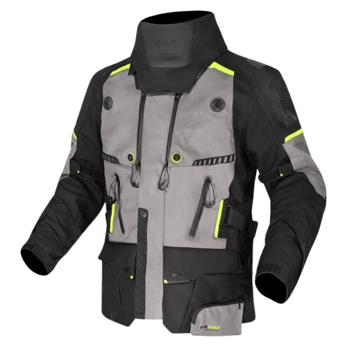 LS2 APOLLO RIDING JACKET BLACK DARK GREY H-V YELLOW