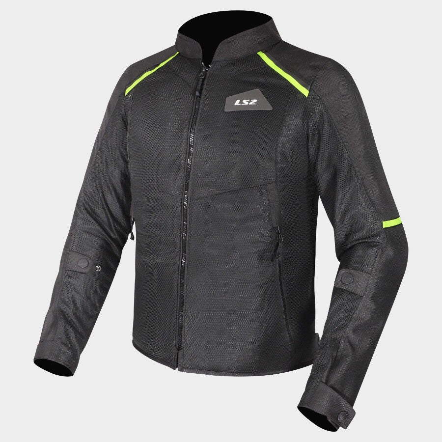 LS2 BREEZE MAN JACKET BLACK HI-VIZ YELLOW
