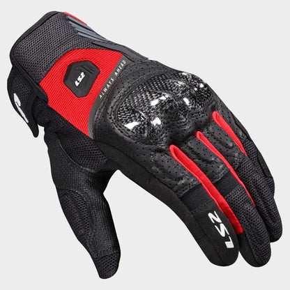 LS2 ATOM GLOVES BLACK RED