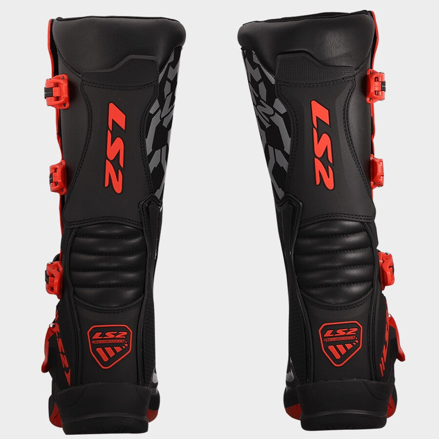 LS2 RAPTOR MOTORCYCLE BOOTS BLACK/ RED