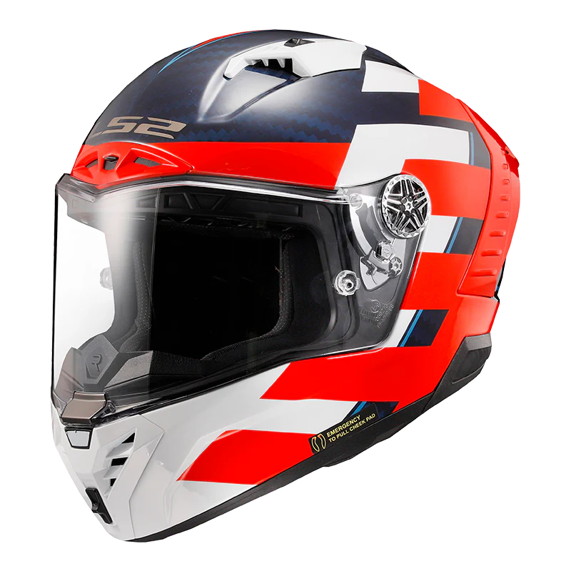 LS2 FF805 THUNDER CARBON GP ALLIANCE GLOSS RED BLUE WHITE (FIM Certified)