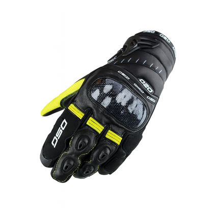 DSG CARBON X V1 RIDING GLOVES BLACK YELLOW FLUO