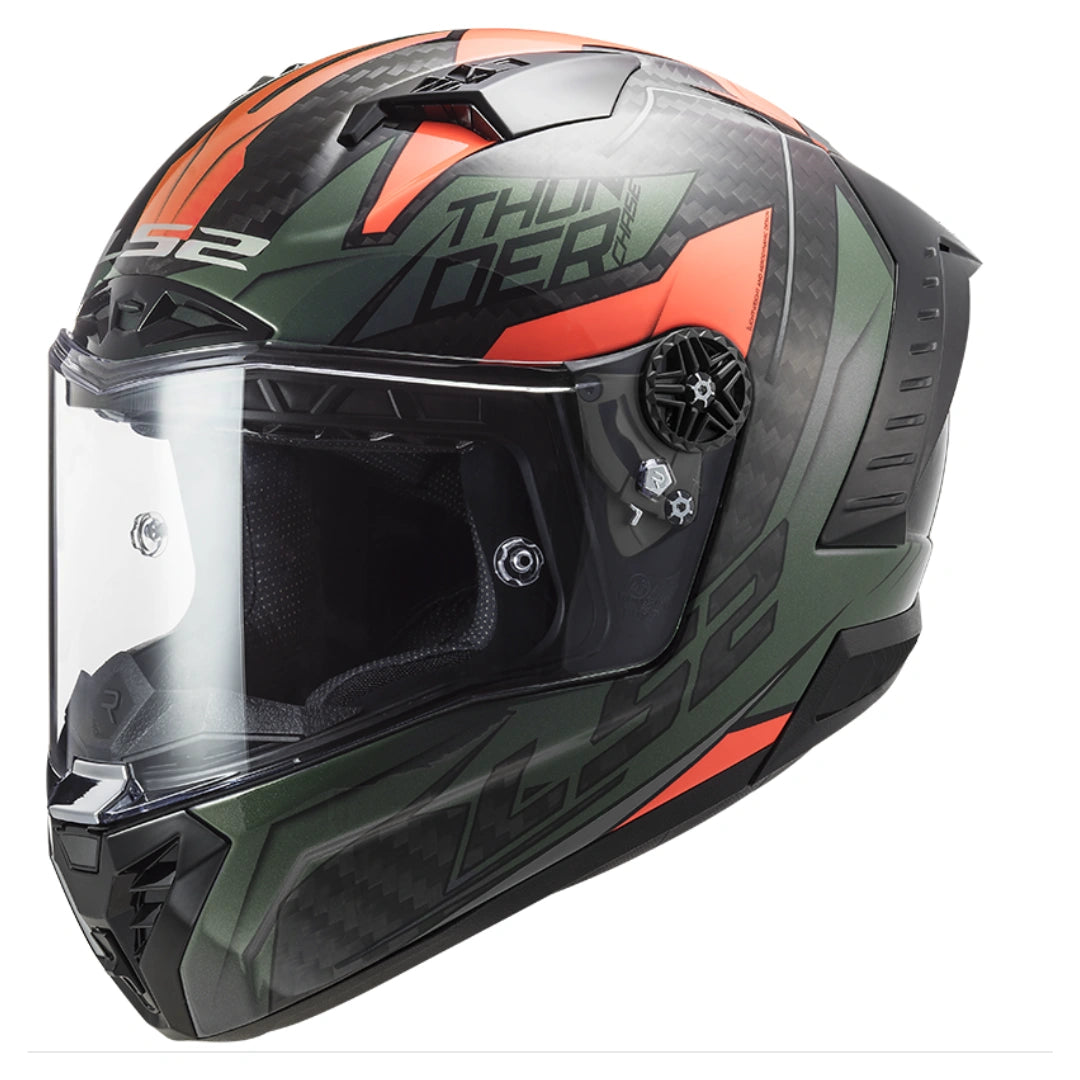 LS2 FF805 THUNDER CARBON CHASE GLOSS GREEN ORANGE