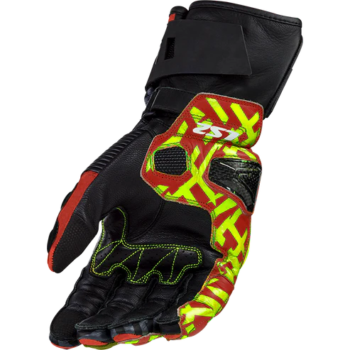LS2 FENG RACING GLOVES RED H-V YELLOW