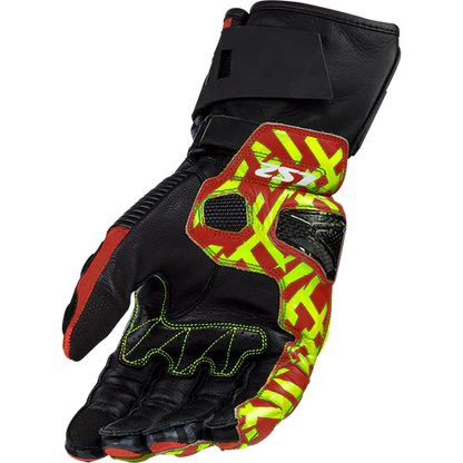 LS2 FENG RACING GLOVES RED H-V YELLOW